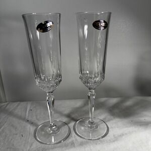 USA Crystal Cristal Champagne‎ Flutes 24% Lead Crystal Elegant Toasting Set